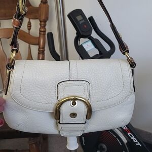 Vintage Coach Soho Pebbled Small Flap Shoulder Bag with Gold Accents